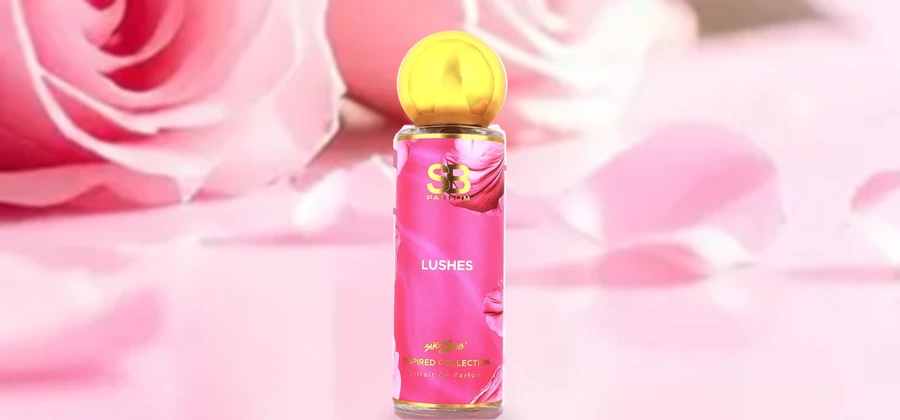 Komposisi wangian dengan latar bunga pastel